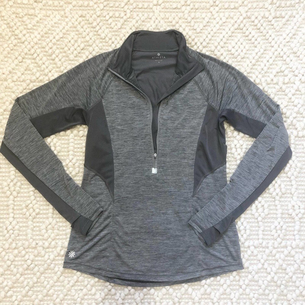 Athleta Forerunner Half Zip Long Sleeve Grey Gray Reflective Running S